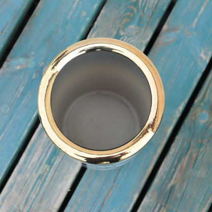 傘立て アンブレラスタンド 陶器製 ホワイト x ゴールド 白 金 モダン アート かさ立て エントランス 玄関