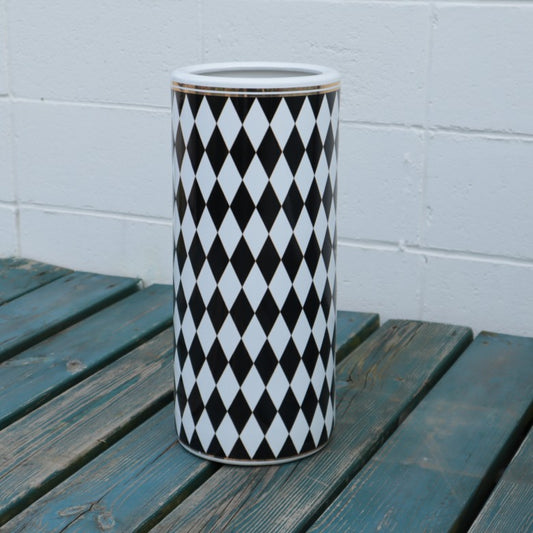 傘立て アンブレラスタンド 陶器製 ブラック x ホワイト 黒 白 モダン アート かさ立て エントランス 玄関