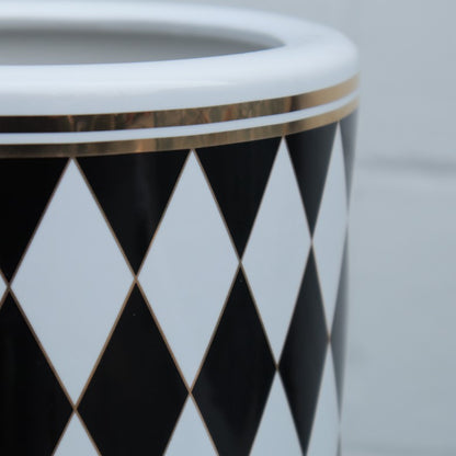 傘立て アンブレラスタンド 陶器製 ブラック x ホワイト 黒 白 モダン アート かさ立て エントランス 玄関