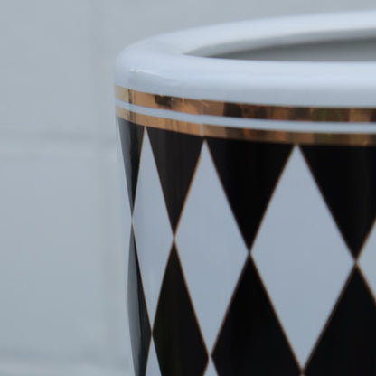 傘立て アンブレラスタンド 陶器製 ブラック x ホワイト 黒 白 モダン アート かさ立て エントランス 玄関