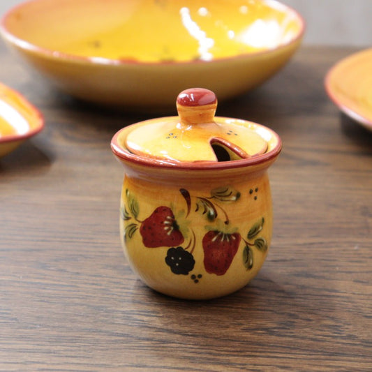 ポルトガル製 マスタードポット 調味料入れ ストロベリー 陶器 ベリー柄