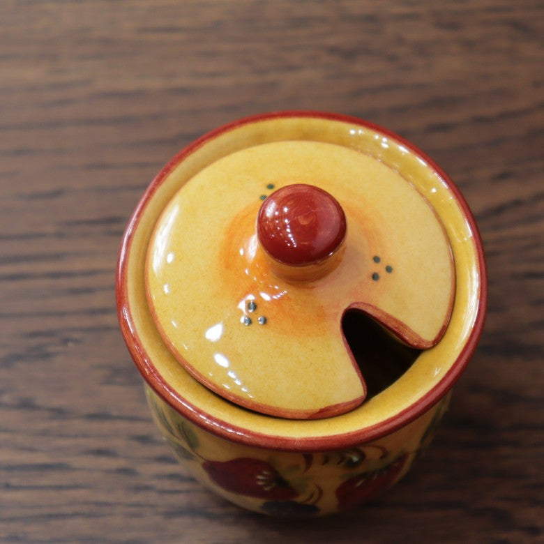 ポルトガル製 マスタードポット 調味料入れ ストロベリー 陶器 ベリー柄