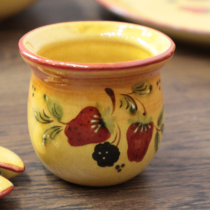 ポルトガル製 マスタードポット 調味料入れ ストロベリー 陶器 ベリー柄