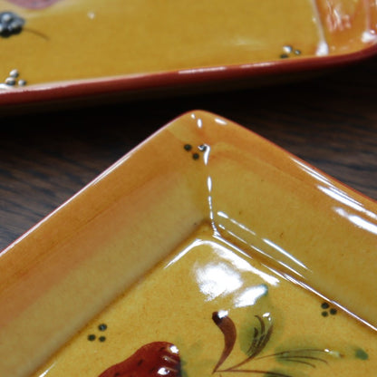 ポルトガル製 角型プレートS 15cmストロベリー 陶器 ベリー柄