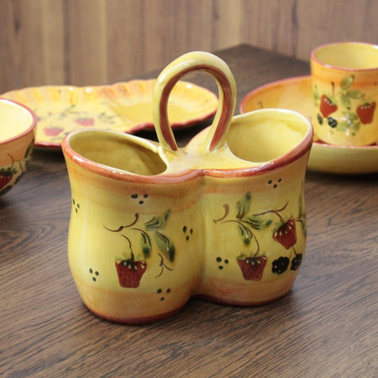 ポルトガル製 カトラリー スタンド ストロベリー 陶器 ベリー柄