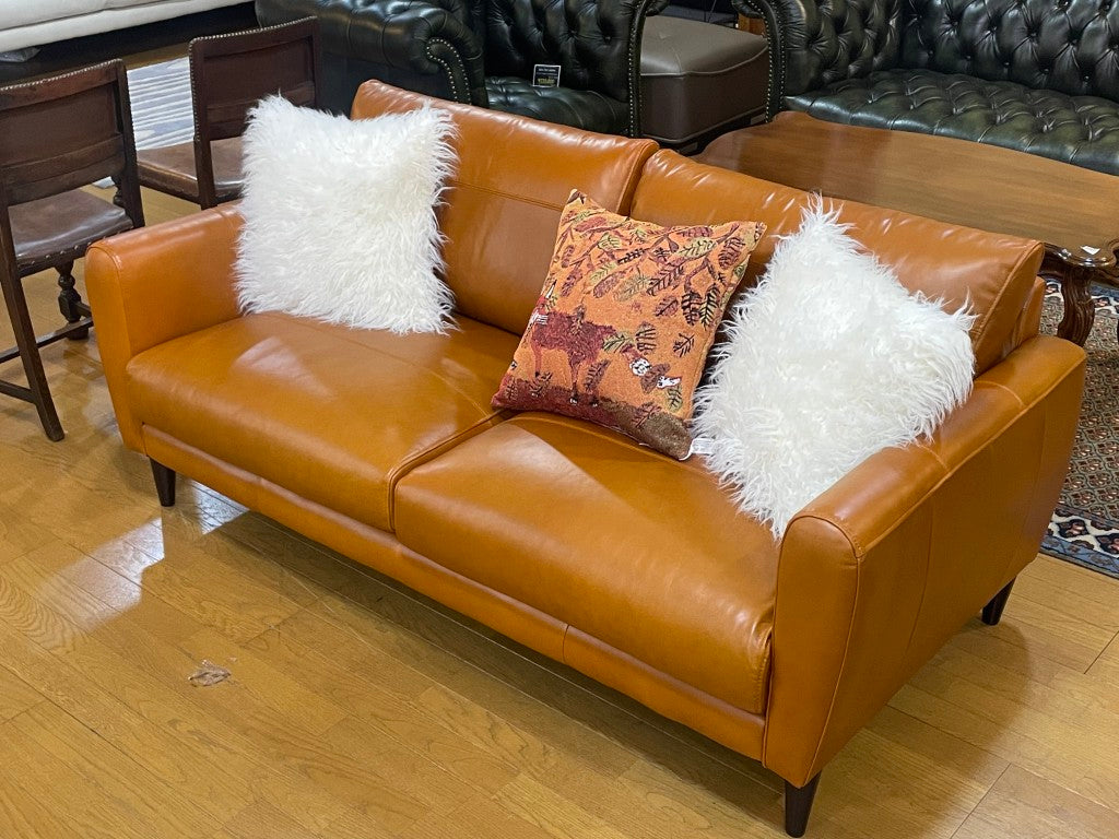 総革張りソファー 2.5人掛け ブラウン 2人掛け 本革 オイルレザー レトロ