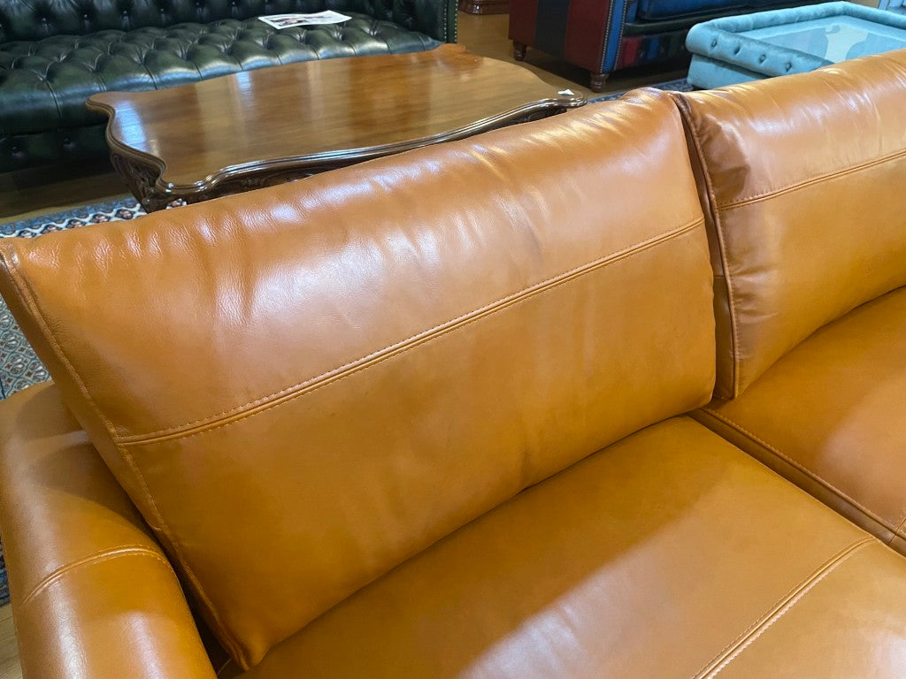 総革張りソファー 2.5人掛け ブラウン 2人掛け 本革 オイルレザー レトロ