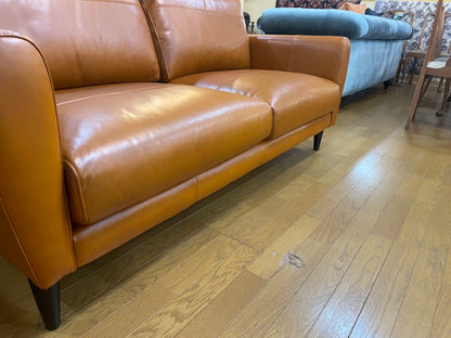 総革張りソファー 2.5人掛け ブラウン 2人掛け 本革 オイルレザー レトロ