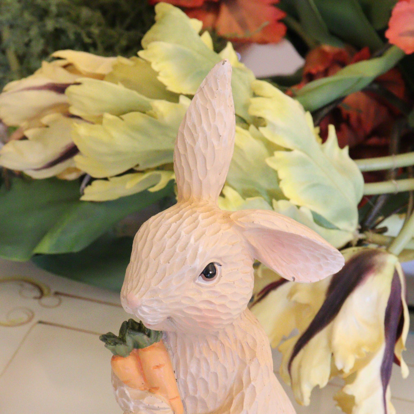 ウサギ ガーデンオブジェ 人参 置物