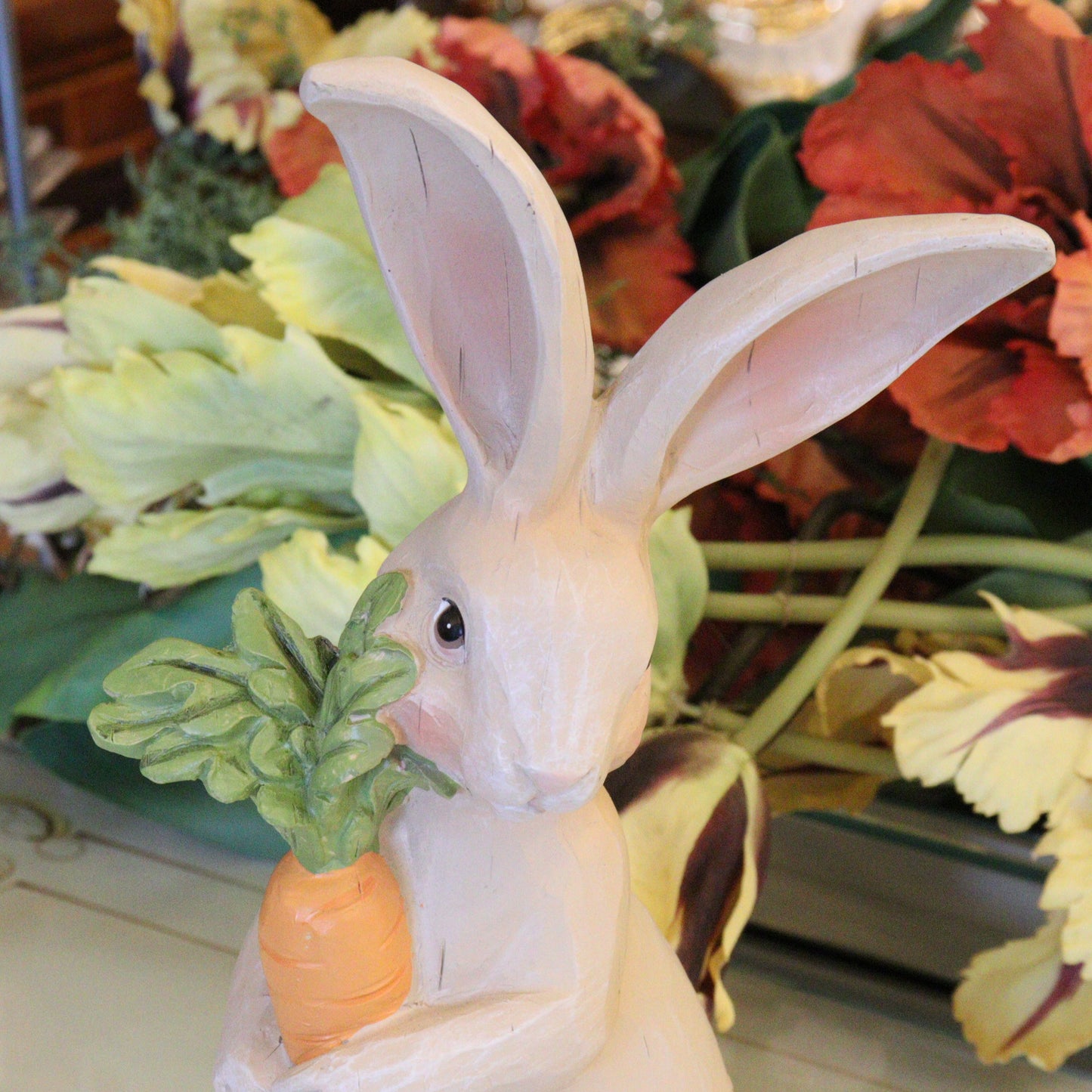 ウサギ ガーデンオブジェ 人参 ラージタイプ 置物