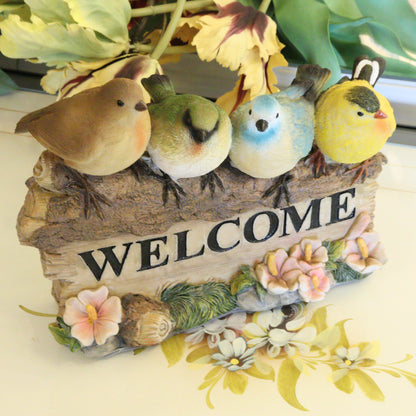 ガーデンオブジェ 小鳥の集まり WELCOME オーナメント 置物