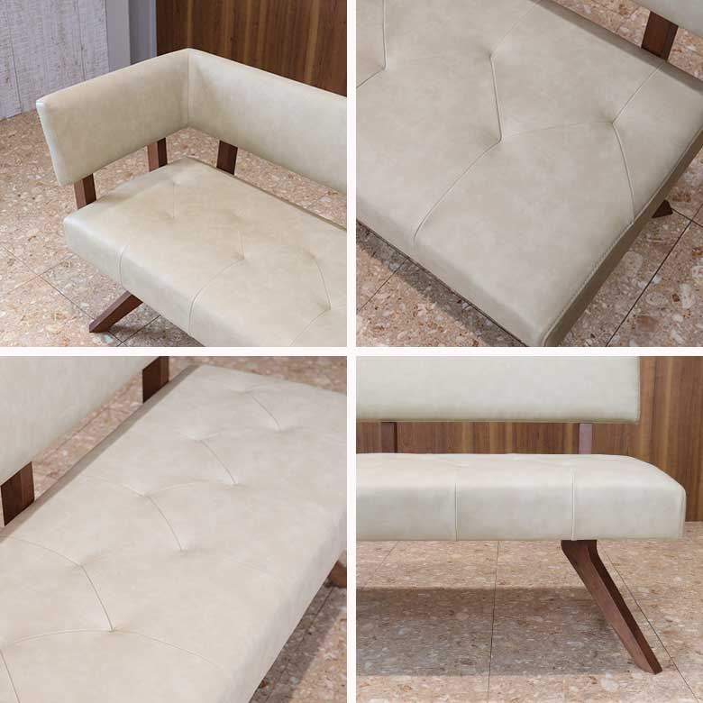 シギヤマ家具 チェア レブル 150cm ソファ ベンチ 合皮 アイボリー