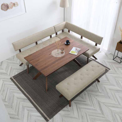 シギヤマ家具 ダイニングベンチ レブル 130cm 合皮 アイボリー ダークブラウン REBEL