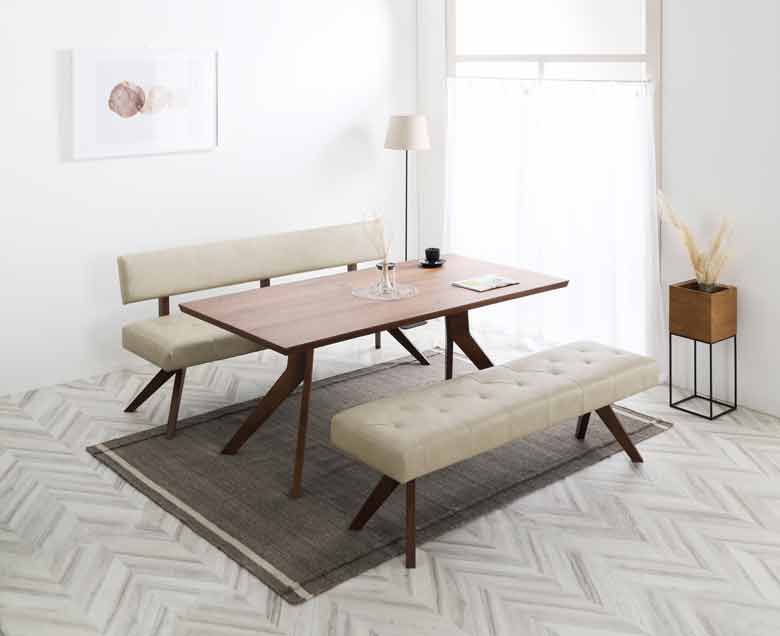 シギヤマ家具 ダイニングベンチ レブル 160cm 合皮 アイボリー ダークブラウン REBEL