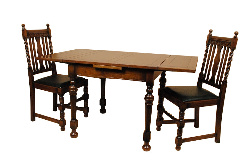 ダイニングテーブル 伸長式 80-135cm 木製 伸長式 4人用 茶 レトロ ドローリーフテーブル