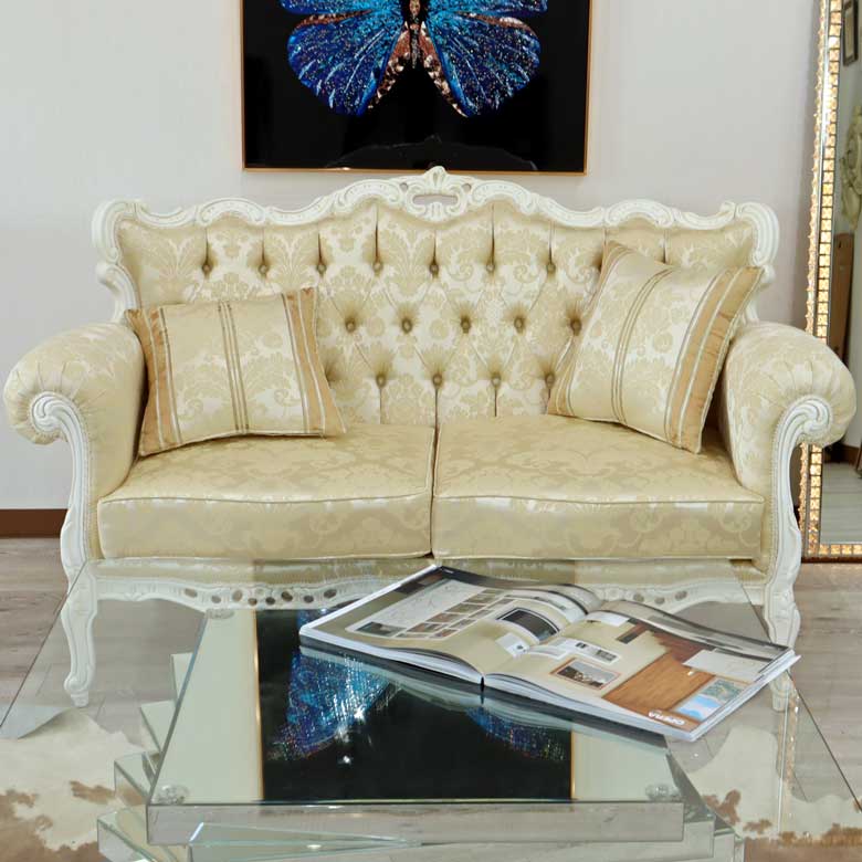 イタリア 2人掛け ソファ シャンパンゴールド ホワイト 2Pソファ Leblanc/2P