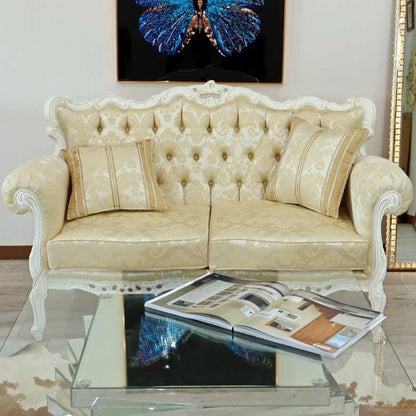 イタリア 2人掛け ソファ シャンパンゴールド ホワイト 2Pソファ Leblanc/2P