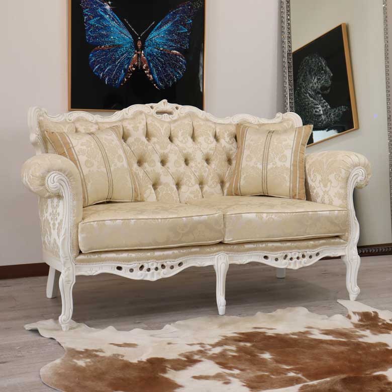 イタリア 2人掛け ソファ シャンパンゴールド ホワイト 2Pソファ Leblanc/2P