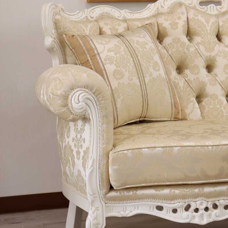 イタリア 2人掛け ソファ シャンパンゴールド ホワイト 2Pソファ Leblanc/2P