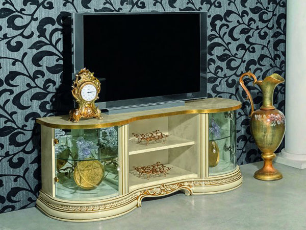 レオナルド テレビボード アイボリー イタリア キャメル ローキャビネット