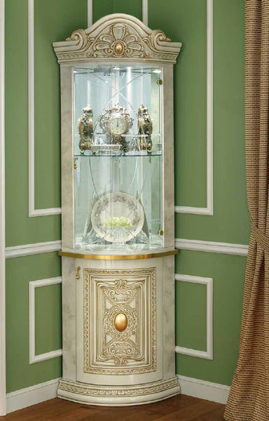 レオナルド コーナーキャビネット アイボリー イタリア キャメル カップボード