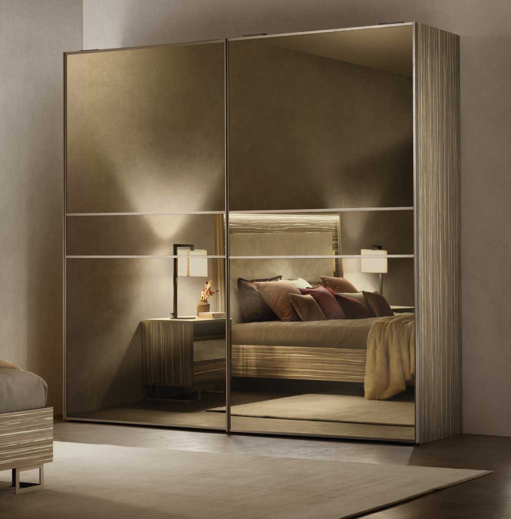2ドア ミラー扉 ワードローブ ブロンズ 268cm幅 Arredoclassic アレドクラシック ADORA Luce Light ルーチェライト 高級家具 イタリア製
