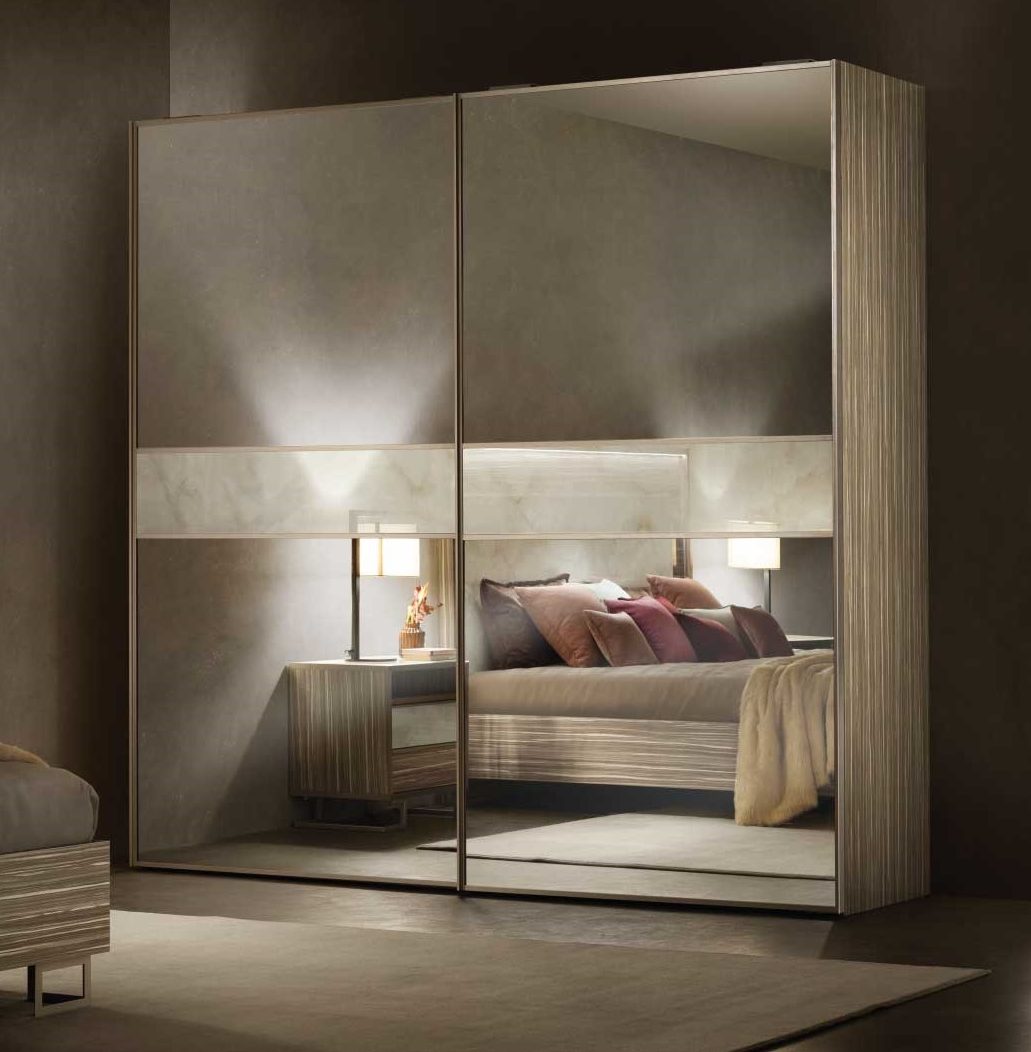 2ドア ミラー扉 ワードローブ シルバー 268cm幅 Arredoclassic アレドクラシック ADORA Luce Light ルーチェライト 高級家具 イタリア製