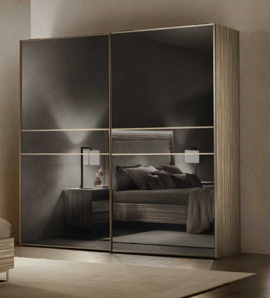 2ドア ミラー扉 ワードローブ スモーク 268cm幅 Arredoclassic アレドクラシック ADORA Luce Light ルーチェライト 高級家具 イタリア製
