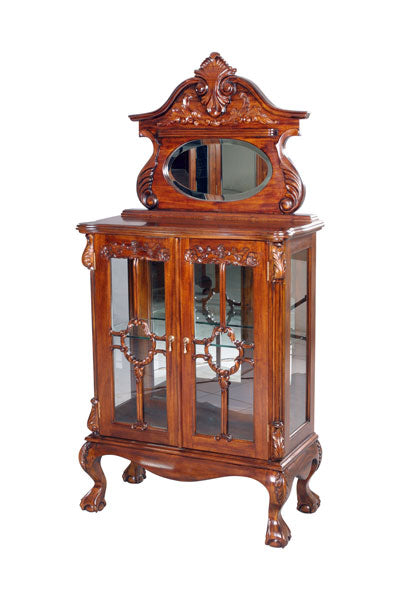 キャビネット ショーケース 猫脚 マホガニー