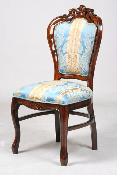 ダイニングチェア マホガニー 猫脚 完成品 ブルーゴールド