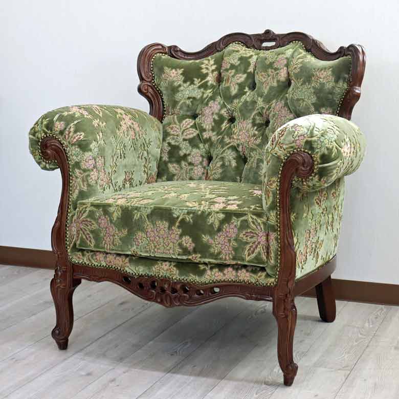 イタリア 1人掛け ソファ 金華山 グリーン 1Pソファ MR/1P