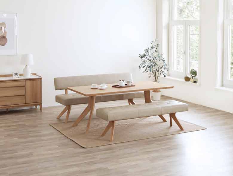 シギヤマ家具 ダイニングベンチ レブル 130cm 合皮 アイボリー ダークブラウン REBEL オーク