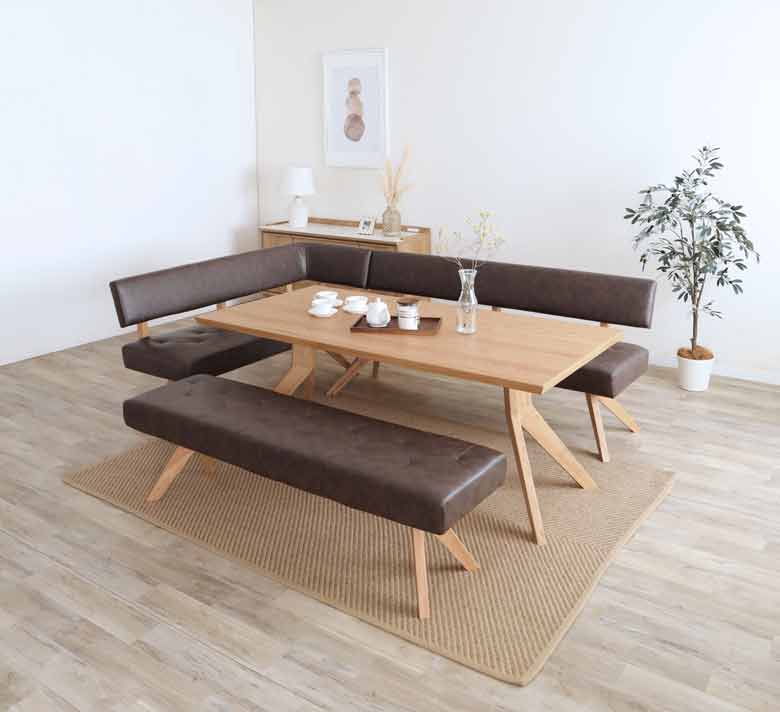 シギヤマ家具 チェア レブル 180cm ソファ ベンチ 合皮 アイボリー ダークブラウン REBEL オーク