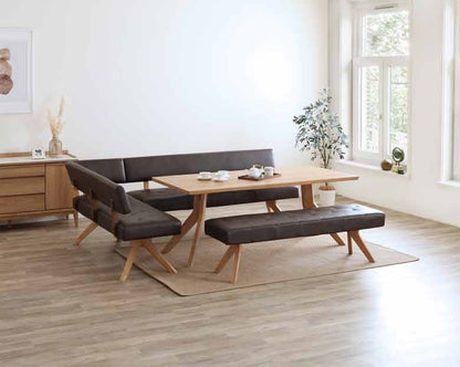 シギヤマ家具 ダイニングベンチ レブル 130cm 合皮 アイボリー ダークブラウン REBEL オーク