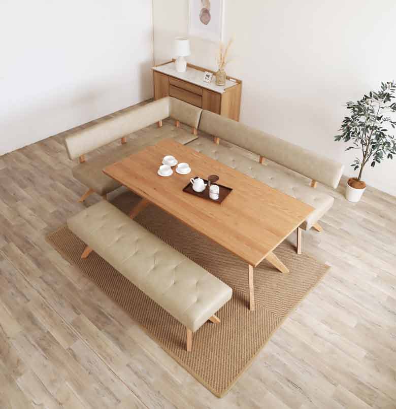 シギヤマ家具 チェア レブル 180cm ソファ ベンチ 合皮 アイボリー