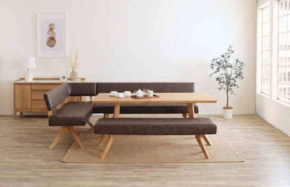 シギヤマ家具 ダイニングベンチ レブル 130cm 合皮 アイボリー ダークブラウン REBEL オーク