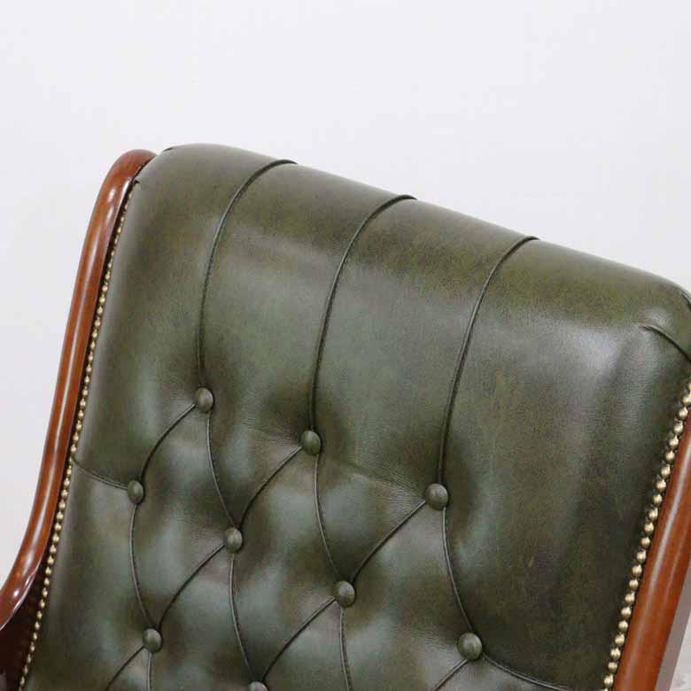 イタリア ロッキングチェア グリーン 本革 1人掛け 完成品 – 輸入家具