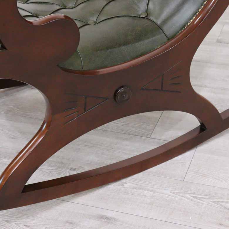 イタリア ロッキングチェア グリーン 本革 1人掛け 完成品