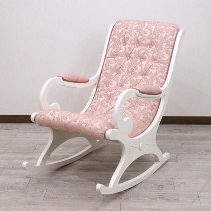 イタリア ロッキングチェア ピンク・アラベスク ホワイト 1人掛け 完成品