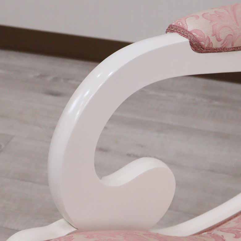 イタリア ロッキングチェア ピンク・アラベスク ホワイト 1人掛け 完成品