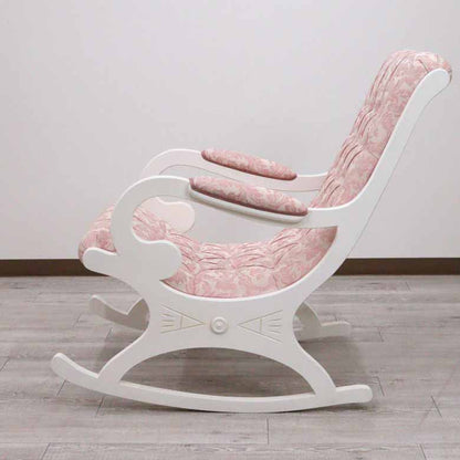 イタリア ロッキングチェア ピンク・アラベスク ホワイト 1人掛け 完成品