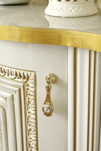 レオナルド 3ドアキャビネット アイボリー イタリア キャメル カップボード