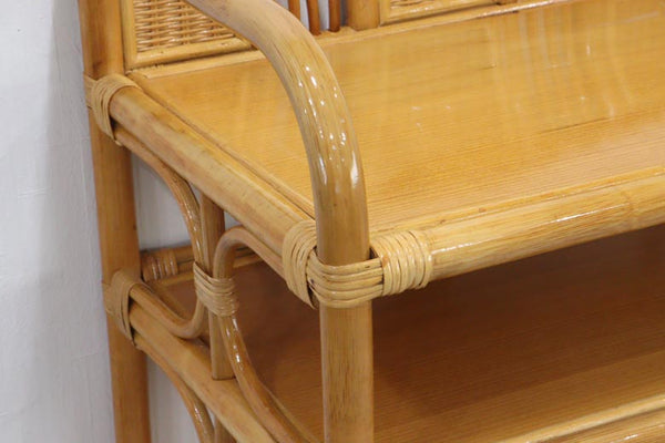 軽量ラタン キャビネット 飾棚 ラック 手作り 軽い ブラウン色 【公式