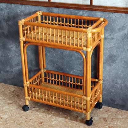 軽量ラタン 薄型ランドリーラック キャスター付き 手作り Lサイズ