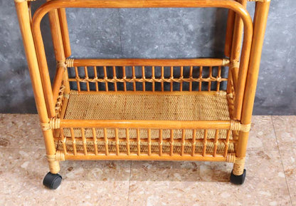 軽量ラタン 薄型ランドリーラック キャスター付き 手作り Lサイズ