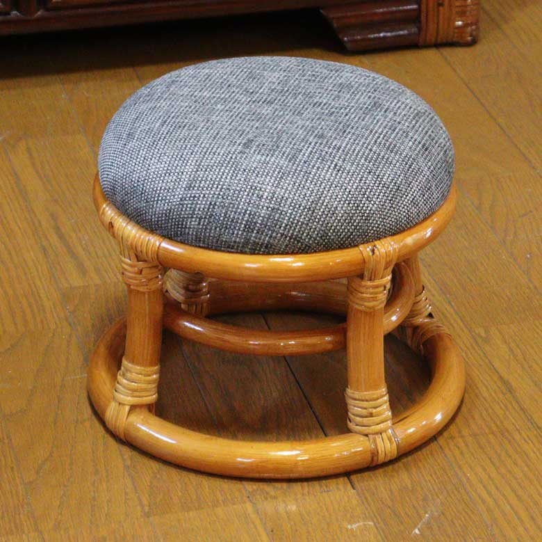 軽量ラタン スツール 手作り 椅子 軽い ナチュラル 丸形