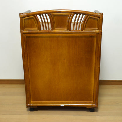 キャスター付きラタンチェスト 4段 飾り枠付き 完成品