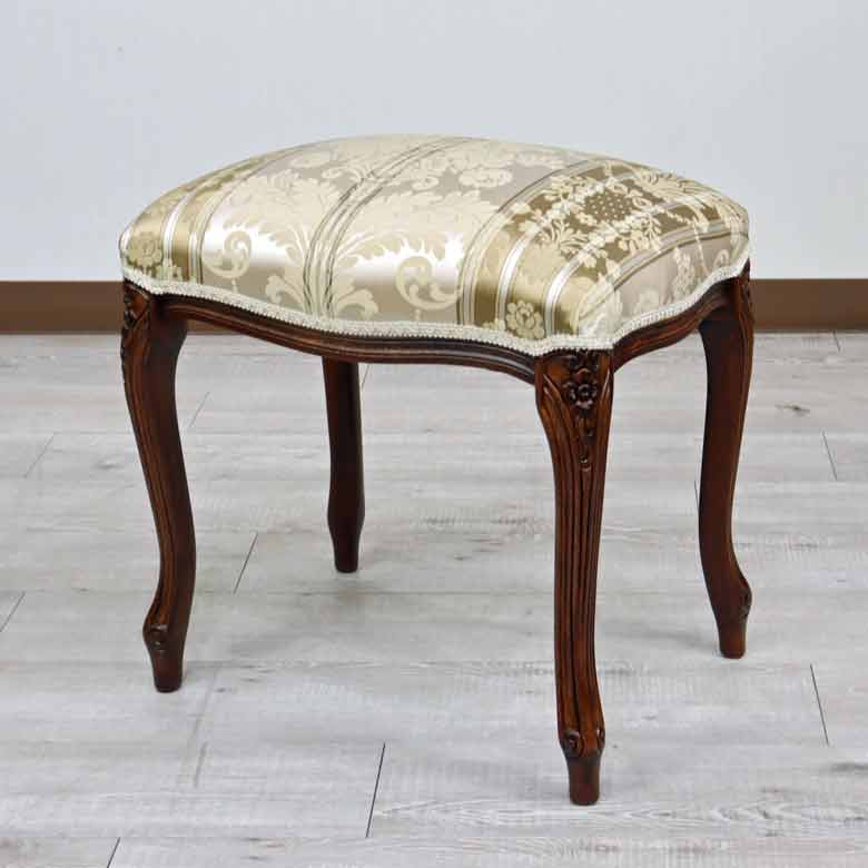 イタリア スツール 猫脚 ベージュ オットマン 補助椅子 玄関用