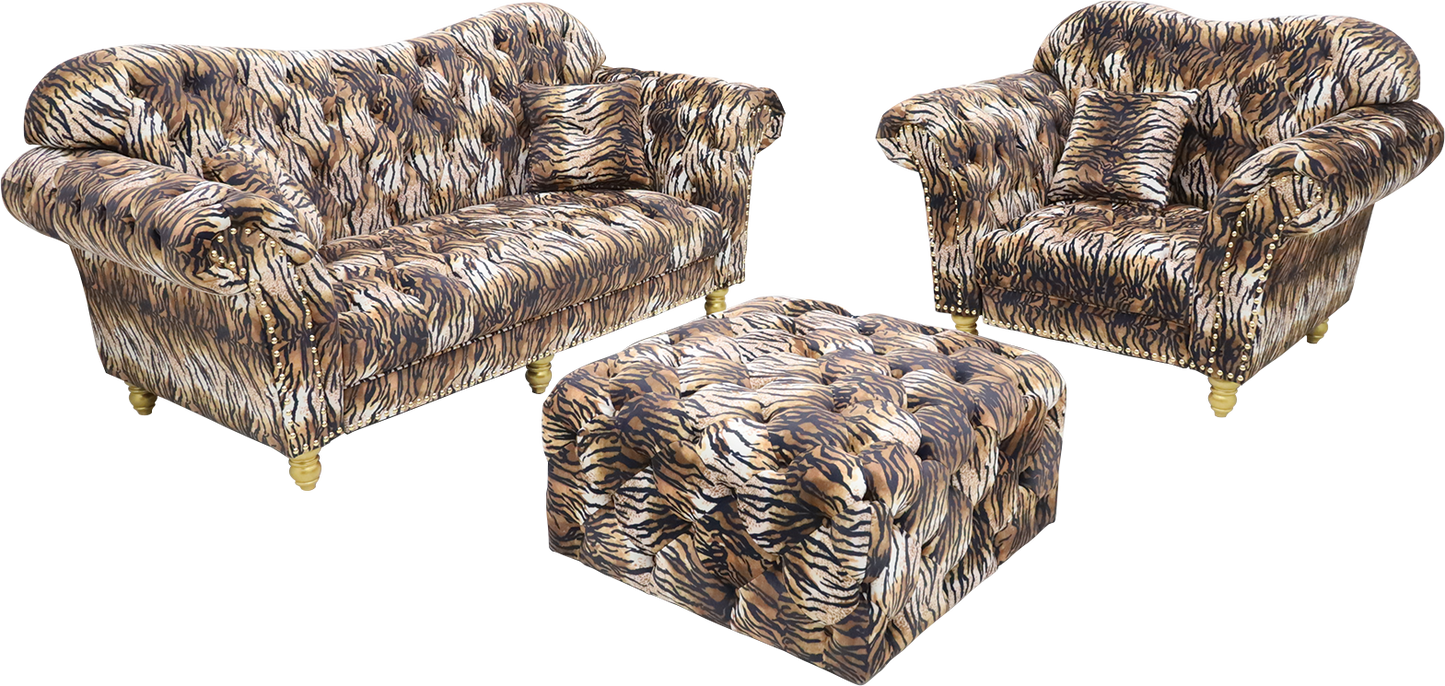 ソファーセット ハイバック ベロア タイガー/ゼブラ 応接 ソファ VIP
