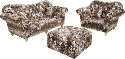 ソファーセット ハイバック ベロア タイガー/ゼブラ 応接 ソファ VIP